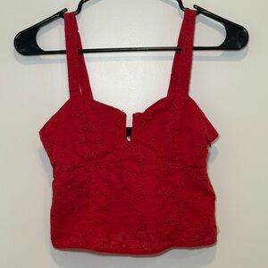 Lulu's Red Lace Crop Top